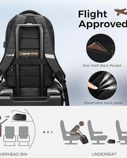 Swissdigital Design Travel Laptop Backpack for Men and Women, College Backpack with USB Charging Port for Fits 16 Inch Notebook, Grey | SD1670-02