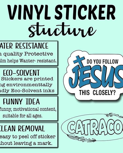 (3Pcs) Do You Follow Jesus This Closely Sticker, Christian Gifts Decorate Books Laptop Phone, Water Bottles Kindles Stickers, Tumbler Sticker Waterproof Vinyl Decorate 3 x 2,4" Inch