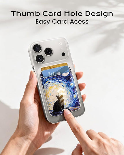 Magnetic Mag-safe Wallet Cell Phone Card Holder for Phone Case with Mag-Safe, Stronger Magnetic RFID Leather Phone Wallet Stick on for iPhone 17/16/15/14/13/12 Series, Fit 3 Cards