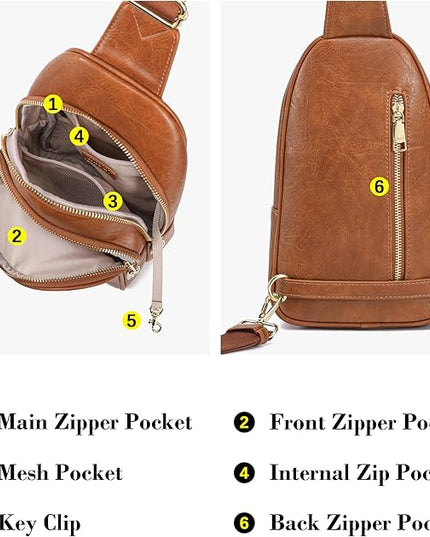 Anti Theft Crossbody Bags for Women Leather Sling Bag Cross Body Travel Purse Chest Bags Fanny Pack Gift Teen Girl
