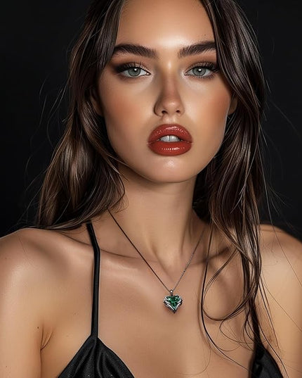 CDE Christmas Gifts for Women Angel Wings Necklace for Women with Birthstone, Love Heart Silver Tone/Gold Tone Pendant, Ideal Anniversary or Birthday Jewelry Gifts for Wife Girlfriend Her