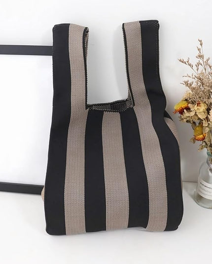 Women's Wrist Knot Tote Bag Small Crochet Wristlet Handbag Aesthetic Cute Knit Purse (Very Small Size)