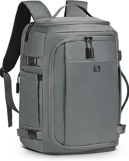 35L Travel Backpack 17" Laptop Backpack W/USB-C Port, Expandable Carry-On Bag, TSA Flight Approved Water-Resistant for Business College, Grey