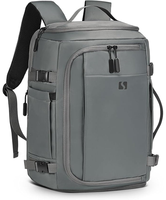 35L Travel Backpack 17" Laptop Backpack W/USB-C Port, Expandable Carry-On Bag, TSA Flight Approved Water-Resistant for Business College, Grey