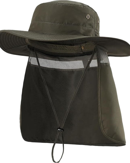 Home Prefer UPF50 Mens Sun Hat with Neck Flap Quick Dry UV Protection Cap Womens Wide Brim Fishing Hat Neck Flap Beach Garden