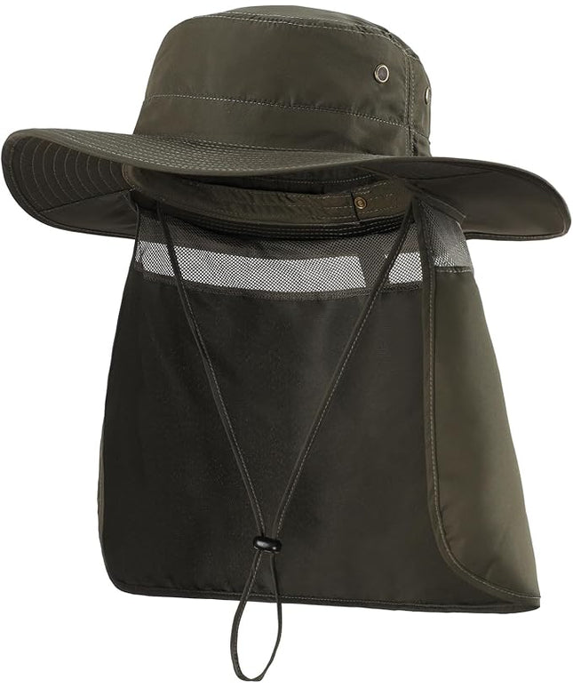 Home Prefer UPF50 Mens Sun Hat with Neck Flap Quick Dry UV Protection Cap Womens Wide Brim Fishing Hat Neck Flap Beach Garden