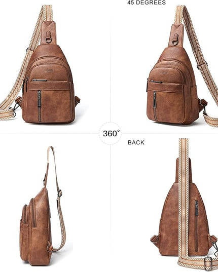 7L Sling Bag For Women Men Backpack Fanny Pack Crossbody Chest Travel Shoulder Belt Bags Purse Handbag PU Leather