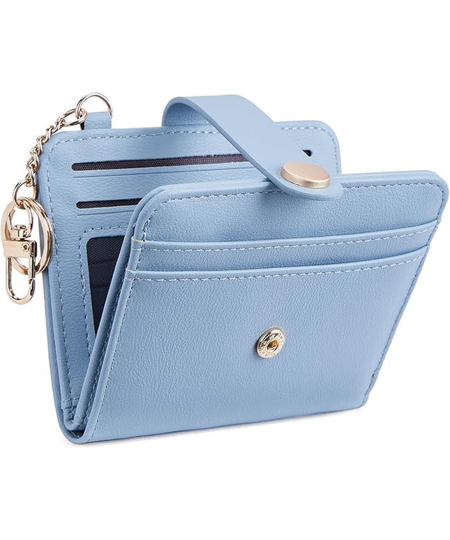 POIUGOYA Slim Wallet for Women,RFID Blocking Bifold Credit Card Holder with Zipper Coin Pocket,ID Window,Keychain