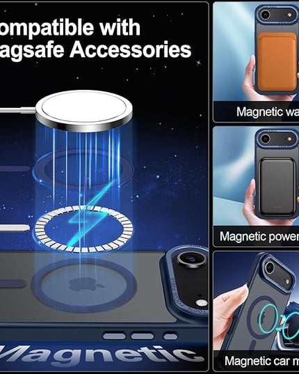 Hython Case for iPhone Air Case Magnetic Translucent Matte Phone Cases 6.5" [Compatible with MagSafe] Thin Slim Fit Shockproof Bumper Hard Protective Cover for Women Men Girls, Deep Blue