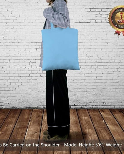 TOPDesign 12-Pack Economical 16"x15" Baby Blue Cotton Tote Bag, Lightweight Medium Reusable Grocery Shopping Cloth Bags, Suitable for DIY, Advertising, Promotion, Gift, Activity