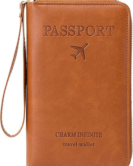 Multi-Function RFID Travel Passport Wallet with Phone Pocket - Ultimate Passport Holder for Women & Men | Holds Phones, Passports, Cash, Cards & Boarding Passes (Brown)