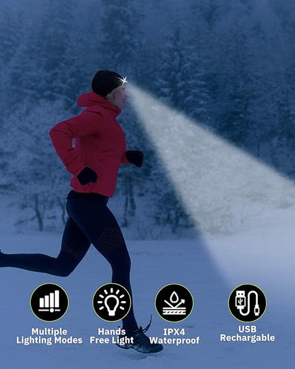 POWERCAP LED Hat Light 150 Lumens Rechargeable Fleece Beanie with Bright Built-in Headlamp Waterproof LED Warm One Size Cap