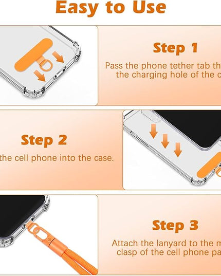 MoKo 2 Pack Phone Wrist Strap Anti-theft, Adjustable Hand Wrist Phone Lanyard with 360° Rotating Hook and Tether Tabs, Cellphone Wristlet Strap for iPhone, Most Smartphones, Orange & Black
