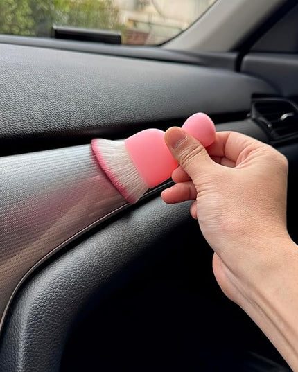 Car Detailing Brush, Soft Bristle Cleaning Brush, Scratch-Free Auto Duster Tool for Dashboard, Air Vents, Leather & Interior Cleaning (Pink)