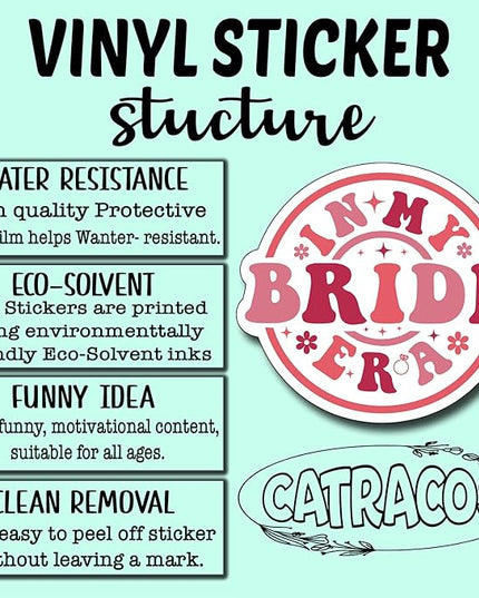 (3Pcs) in My Bride Era Sticker, Bride Decorate Books Laptop Phone, Water Bottles Kindles Stickers, Tumbler Sticker Waterproof Vinyl Decorate Sticker 3" Inch