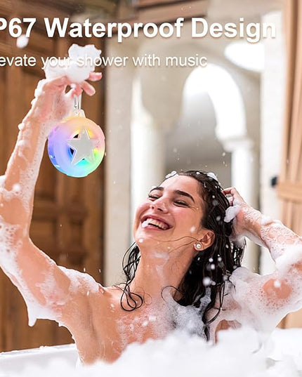 EBODA Bluetooth Shower Speaker, IP67 Waterproof Portable Speakers, Floating, TF Card, Small Outdoor Speaker with LED Light, True Wireless Stereo for Bike, Beach, Paddle Board, Kayak, Pool, Gifts