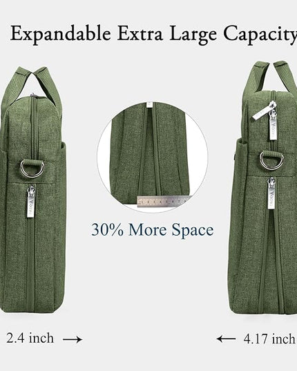 Voova Laptop Bag Case 15 15.6 16 Inch, Computer Sleeve Messenger Bag with Shoulder Strap Expandable Waterproof Business Briefcase for Men Women to Work Travel School, Fit 14-16 Inch Laptop, Army Green