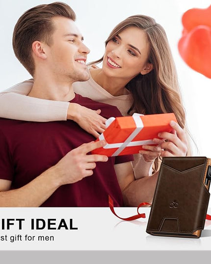 Wallet for Men Wallet with Slim Pop Up Card Holder 9-13 Cards, Bifold Minimalist Smart Wallet RFID Blocking Credit Card Holder with ID Window & Stretchable Cash Slot Compact Metal Aluminum Card Case