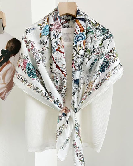 Julunar Silk Like Head Scarf for Women - Satin Large Hair Scarves - 35" Square Silk Hair Wrap for Sleeping with Gift Packed