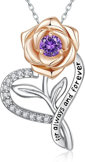 LAVALE Heart Birthstone Necklace for Women, Ideal Anniversary Birthday Gifts for Women Wife Girlfriend Her, Amazing Valentine's day Gift for Mom Women