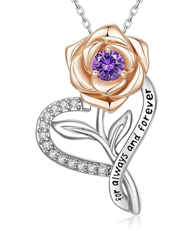 LAVALE Heart Birthstone Necklace for Women, Ideal Anniversary Birthday Gifts for Women Wife Girlfriend Her, Amazing Valentine's day Gift for Mom Women