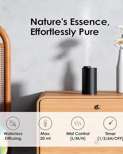 Airversa Waterless Essential Oil Diffuser Starter Kit with 2 x 30mL Fragrance Oil, Battery Operated Mini Scent Air Machine Portable Diffuser for Home Car Office Room, Black AN6 2 Packs Kit