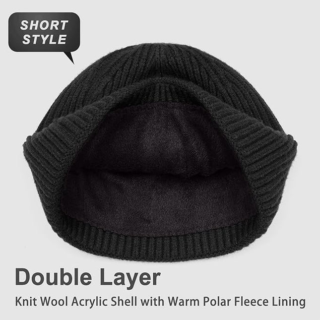 ROYBENS Wool Fisherman Beanie for Men Women, Knit Cuffed Fleece Lined Beanies Winter Warm Hat Skull Cap Unisex