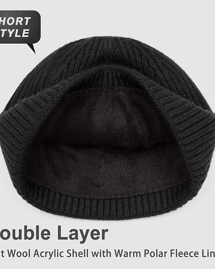ROYBENS Wool Fisherman Beanie for Men Women, Knit Cuffed Fleece Lined Beanies Winter Warm Hat Skull Cap Unisex