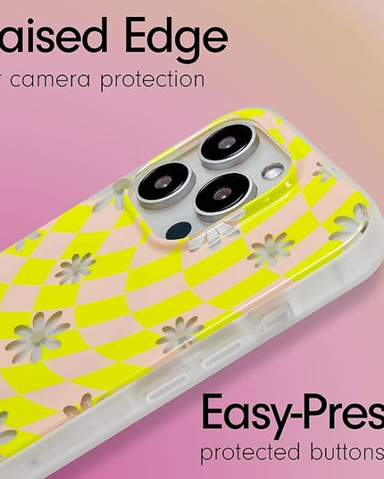 Sonix Protective Phone Case for iPhone 15 Pro | Compatible with Magsafe | 10ft Drop Tested | Checkmate Daisy