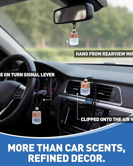 Car Air Freshener Hanging 2 Pack, Black Cedar and Juniper Essential Oil Air Diffuser, Long Lasting Car Scent Fragrance, Car Accessories for Women Men
