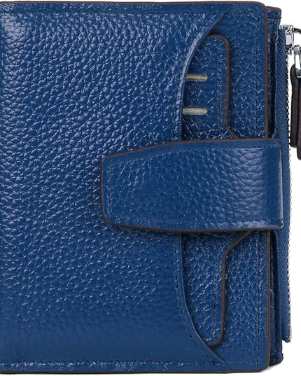 AINIMOER Women's RFID Blocking Leather Small Compact Bi-fold Zipper Pocket Wallet Card Case Purse with id Window