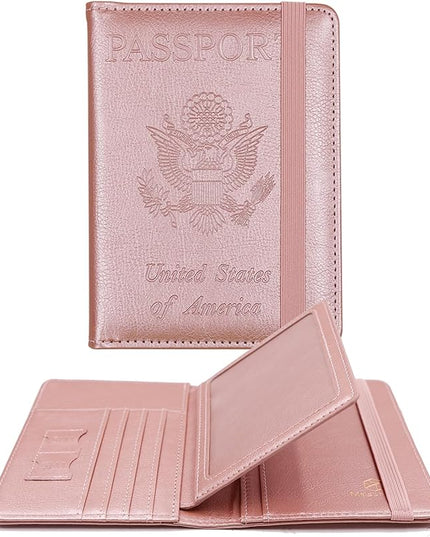 Melsbrinna Rfid Passport Holder for Travel women/Men, Cute Passport Wallet Rfid Blocking Card Slots, Rfid Passport Cover/CaseTravel Wallet, Passport Book Holder (1, Pink2)
