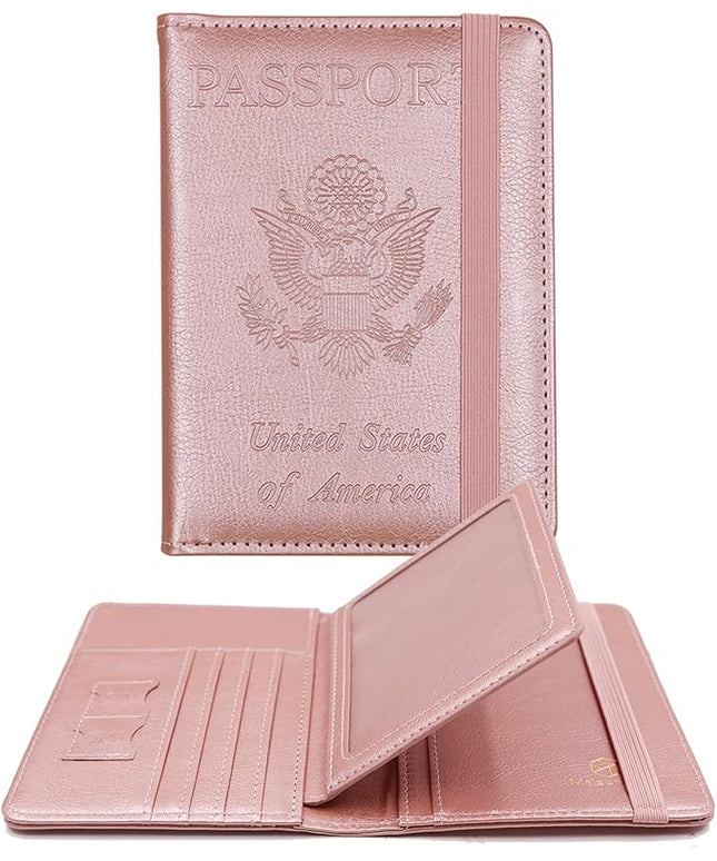 Melsbrinna Rfid Passport Holder for Travel women/Men, Cute Passport Wallet Rfid Blocking Card Slots, Rfid Passport Cover/CaseTravel Wallet, Passport Book Holder (1, Pink2)