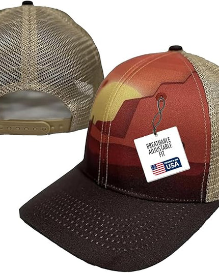Western Trucker Charcoal Bull Cactus Baseball Cap Outdoor Punchy Mesh Snap Back with Adjustable Fit for Country Wear