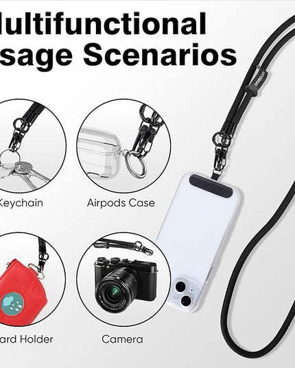 Phone Lanyard, Adjustable Wrist Strap, 2 Pads, Anti Theft Lanyard Crossbody, Multifunctional Cell Phone Neck Strap
