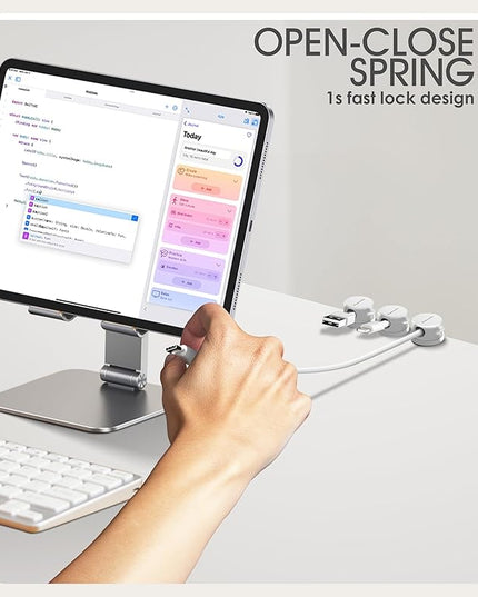 9 Pack Spring Cord Organizer Cable Clips [Locking Cable Rotatable], 2025 Latest Nearockle Phone Charging Cord Holder Cable Management for Car, Nightstand, Office Desk Accessories (White)