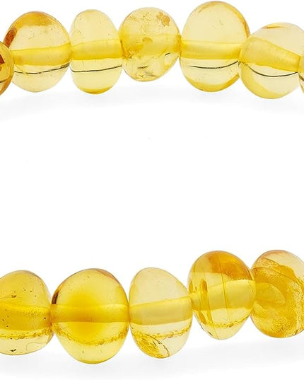 Natural Baltic Amber Bracelet for Women and Men – Stretch Wristband with Polished Cube Beads, Lightweight Unisex Jewelry Gift for Daily and Casual Wear