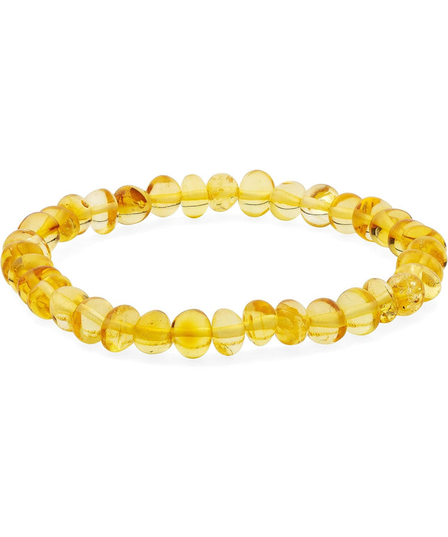 Natural Baltic Amber Bracelet for Women and Men – Stretch Wristband with Polished Cube Beads, Lightweight Unisex Jewelry Gift for Daily and Casual Wear
