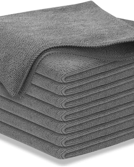 USANOOKS Microfiber Cleaning Cloth Grey - 8 Pcs (12.5"x12.5") - High Performance - 1200 Washes, Ultra Absorbent Microfiber Towel Weave Grime & Liquid for Streak-Free Mirror Shine - Car Washing Cloth