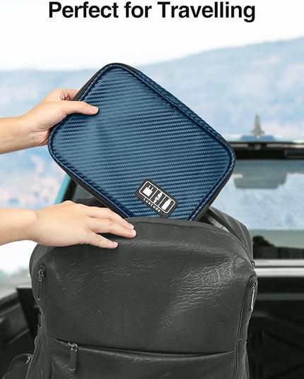 Luxtude Cable Organizer Bag, Travel Cord Organizer Bag, Electronic Organizer Travel Case, Portable Charger Organizer Case, Compact Tech Bag & Wire Pouch, Cable & Cord Storage, Light Blue