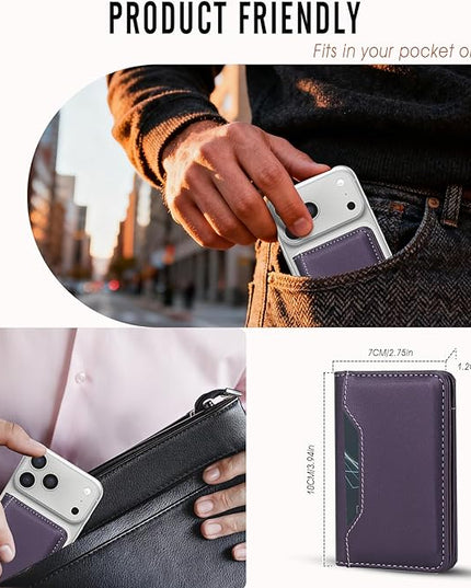 ASAPDOS For MagSafe Wallet,Magnetic Card Holder RFID Blocking Wallet with 5 Card Slots & Cash Pocket For iPhone 17/16/ 15/14/ 13/12/ Pro/Max/Plus/Air Purple
