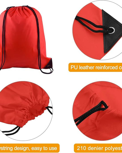 KUUQA 80Pcs Red Drawstring Backpack Bag Sack Drawstring Bags Bulk String Bags Storage Bags for Sport Gym Traveling