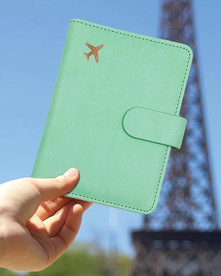 Melsbrinna Premium Leather Passport Holder Covers Case, Waterproof Rfid Blocking Travel Wallet Passport Holder with Pen Holder, Cute Passport Book for Women/Men