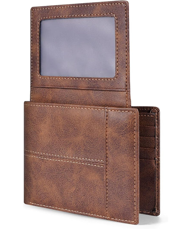 Swallowmall Leather Wallet for Mens Genuine Leather RFID Blocking Bifold Wallets with 2 ID Windows 13 Card Slots