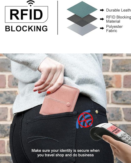 TFKGS Slim Wallet for Women RFID Wallet Women Small Wallets Woman Thin Credit Card Holder RFID Blocking Bifold Compact Pocket Ladies Leather Pink Mini Purse