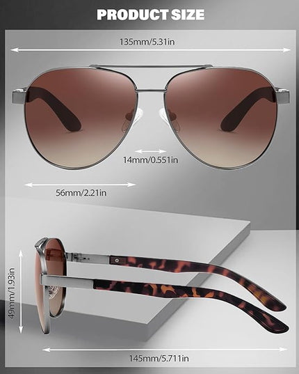 Joopin Polarized Metal Aviation Sunglasses Men, Classic Military Sun Glasses Women, Rectangle Shades UV400 Protection Costume