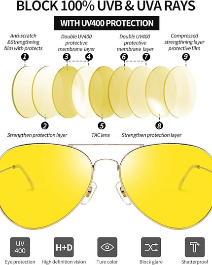 Joopin Polarized Metal Aviation Sunglasses Men, Classic Military Sun Glasses Women, Rectangle Shades UV400 Protection Costume