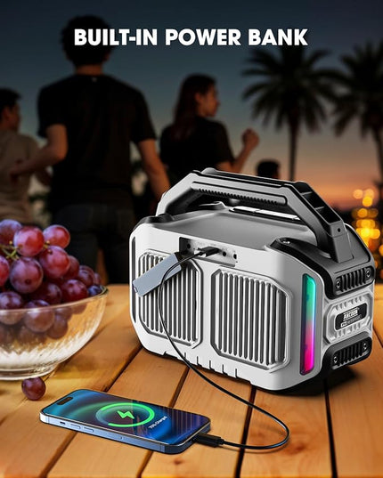 Speakers Bluetooth Wireless: 80W(Peak) Loud Speaker with Bass, 20H Playtime, IPX6 Waterproof, Large Jobsite Speakers for Work, Outdoor, Workshop, Garage, Portable Speaker with TWS (White)
