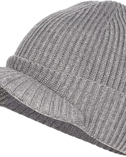 Zylioo Oversize Beanie Hats, XXL Big Size Ribbed Knit Cuffed Winter Hat for Cold Weather, Warm Skull Watch Cap