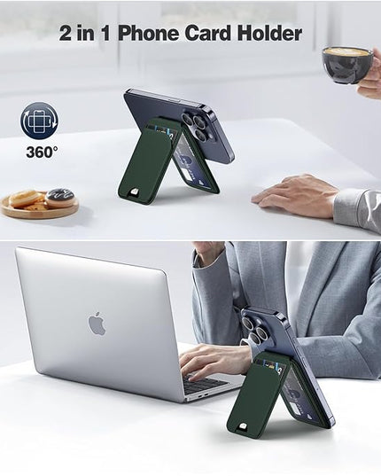 Mag-Safe Wallet Strongest Magnetic Lightweight Phone Wallet Stand Adjustable Leather Card Holder for iPhone 17/16/15/14/13/12 Series, Not for iPhone 13/12 Mini (Green)